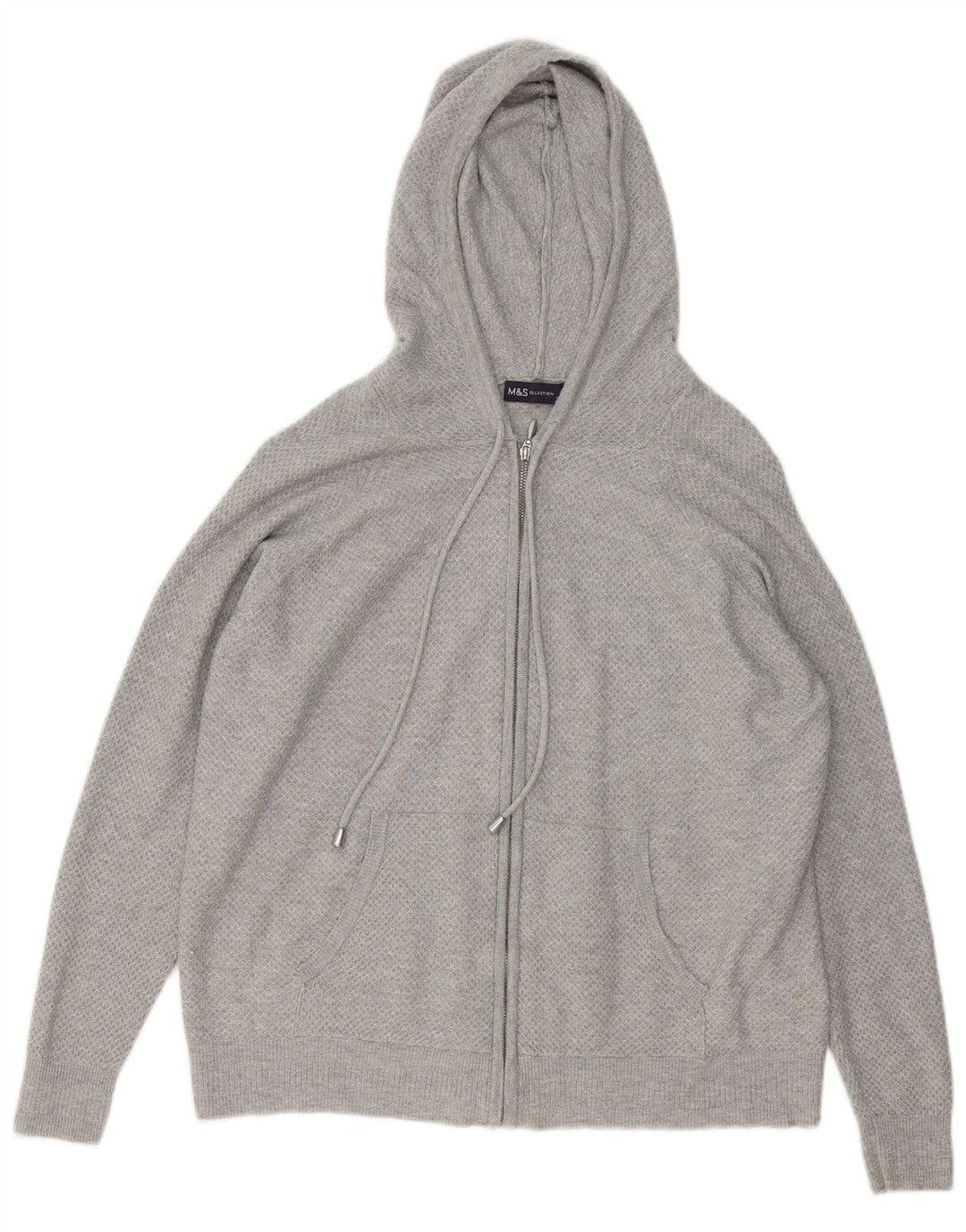 Marks & Spencer Damen Zip Hoodie Pullover UK 14 Mittelgraue Viskose