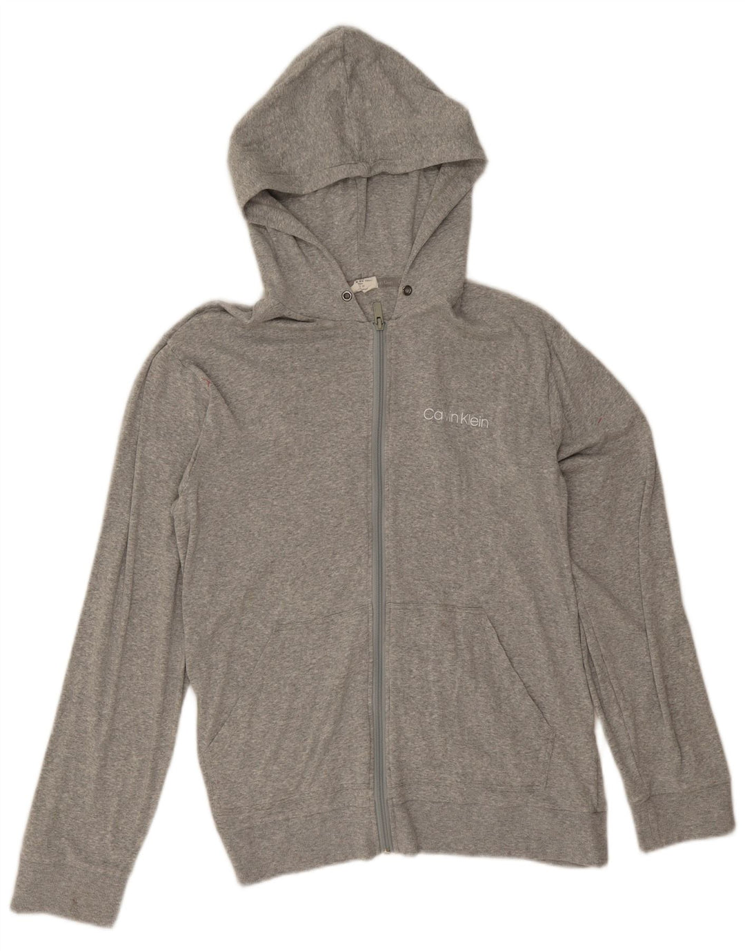 Calvin Klein Herren-Kapuzenpullover mit Reißverschluss, mittelgraue Baumwolle