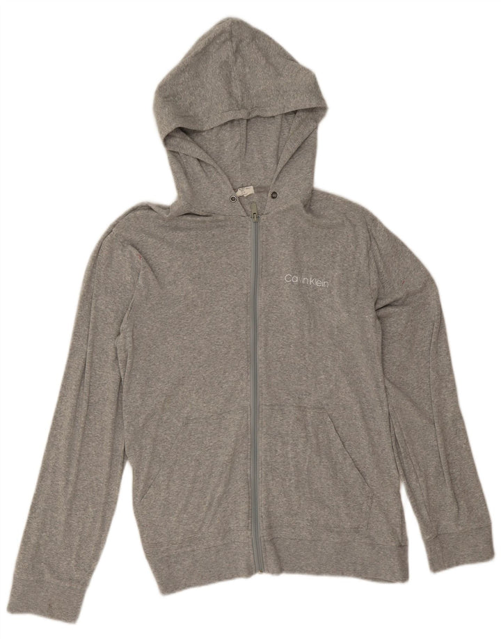Calvin Klein Herren-Kapuzenpullover mit Reißverschluss, mittelgraue Baumwolle