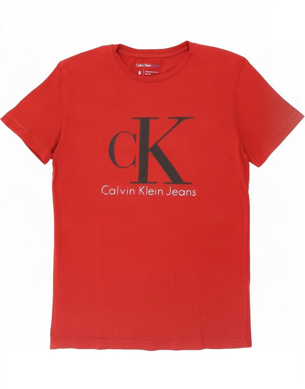 Calvin Klein Jeans Herren T-Shirt mit Grafik, Größe S, Rot
