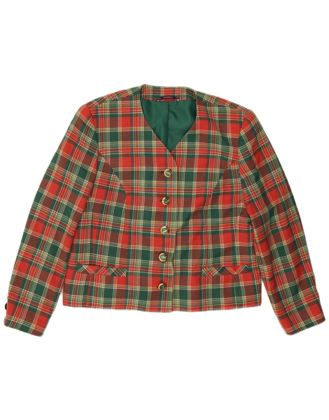 Yessica Damen-Blazer mit 5 Knöpfen, EU 42, groß, rot kariert, Viskose