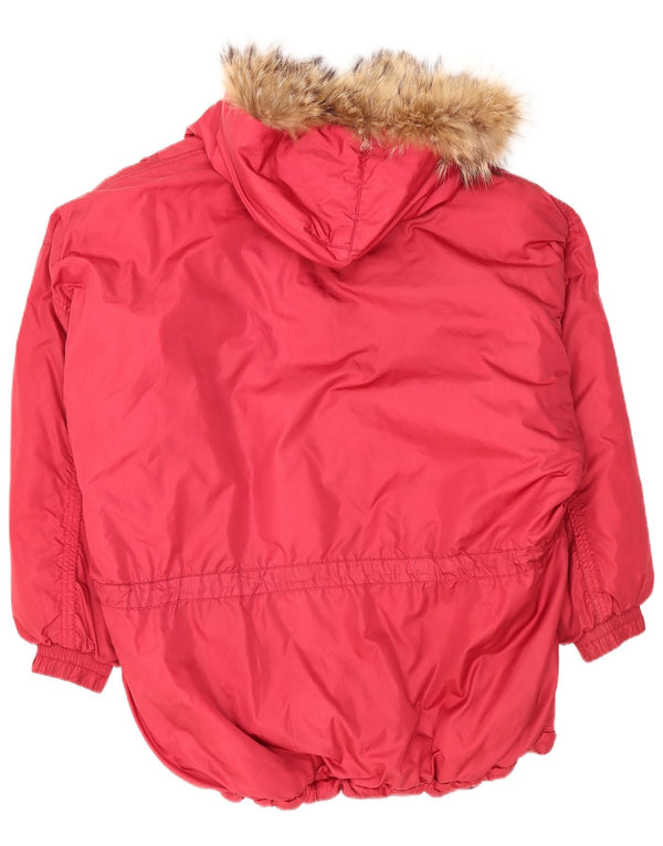 Vintage Damen Kapuzenmantel in Übergröße, gepolstert, UK 18, XL, Burgunderrot, Polyamid