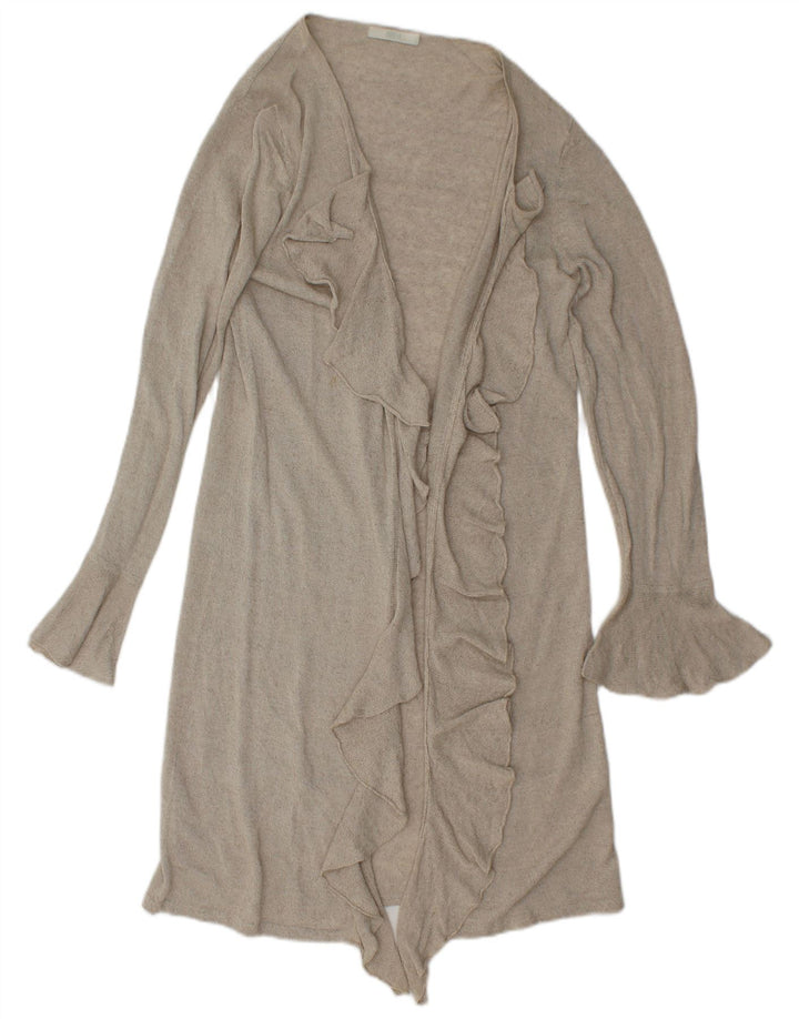 Marks & Spencer Damen Longline-Cardigan-Pullover UK 12 Mittelbeige Leinen