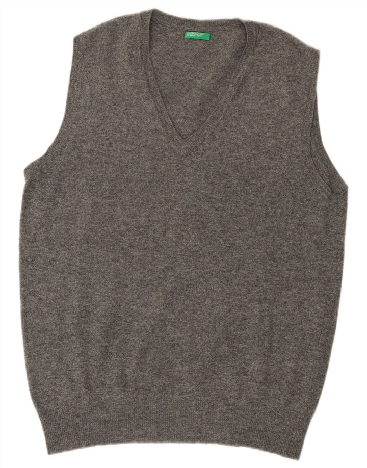 Benetton Herren Weste Tank Top Mittelgrau