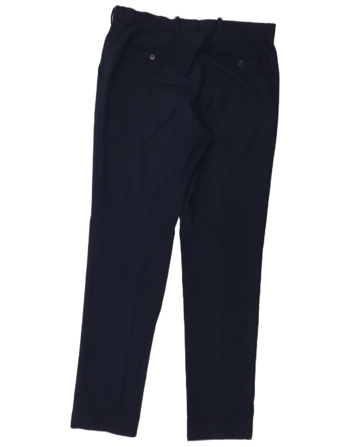 Gerade Herren-Anzughose von Marks & Spencer, W34, L33, marineblaue Wolle