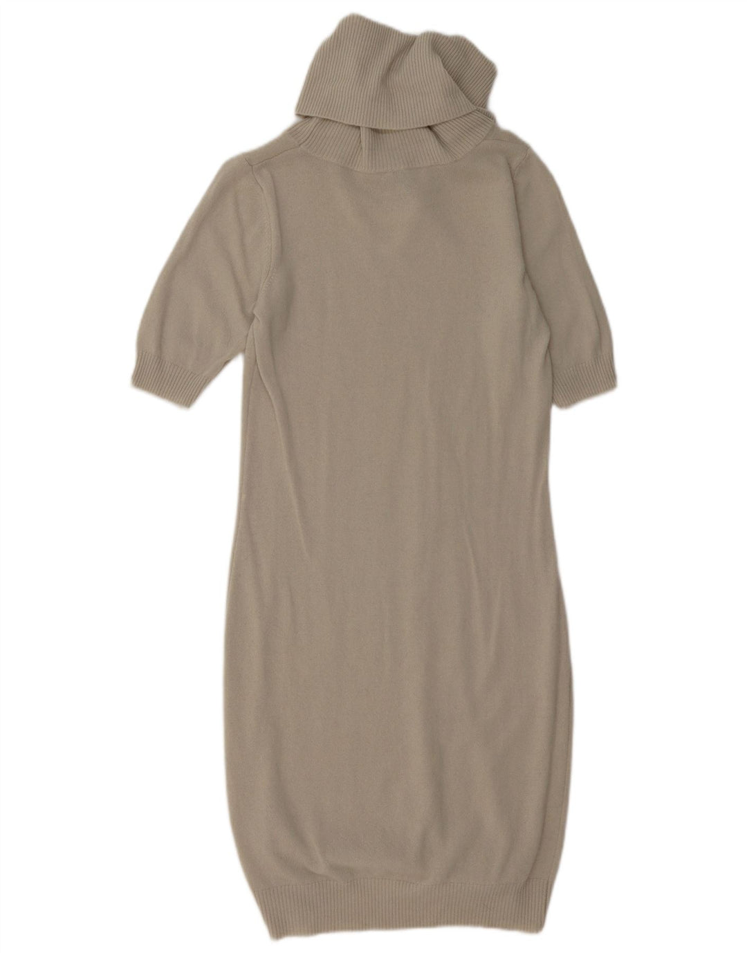 BENETTON Damen Kurzarm-Pulloverkleid mit Rollkragen, Gr. 10, Größe S, Beige