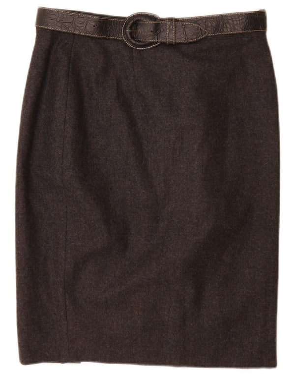 Vintage Damen Bleistiftrock UK 14 Groß W30 Graue Schurwolle