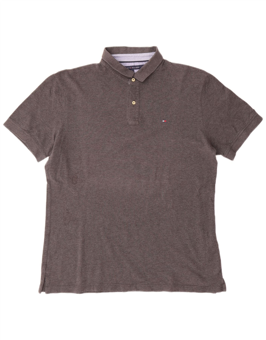Tommy Hilfiger Herren-Poloshirt mit individueller Passform, XL, graue Baumwolle