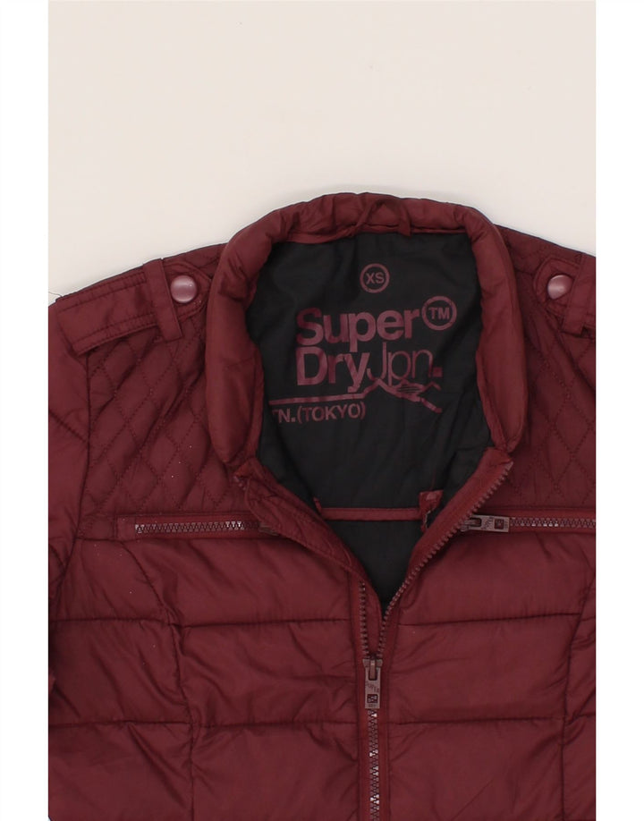 SUPERDRY Womens Padded Jacket UK 6 XS Maroon Nylon Vintage Superdry and Second-Hand Superdry from Messina Hembry 