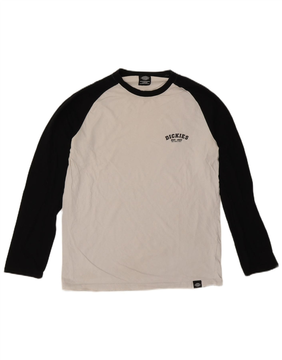 Dickies Herren-Oberteil, langärmelig, groß, weiße Farbblock-Baumwolle