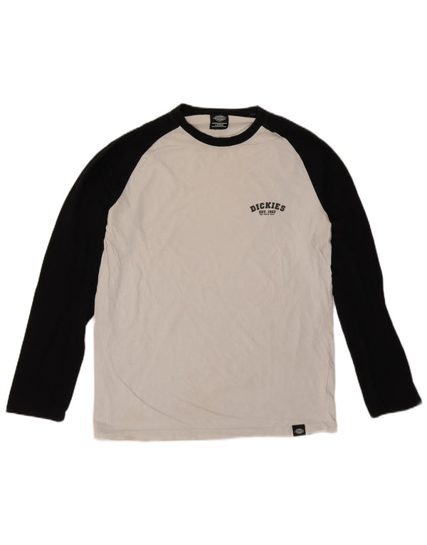 Dickies Mens Top Long Sleeve Large White Colourblock Cotton