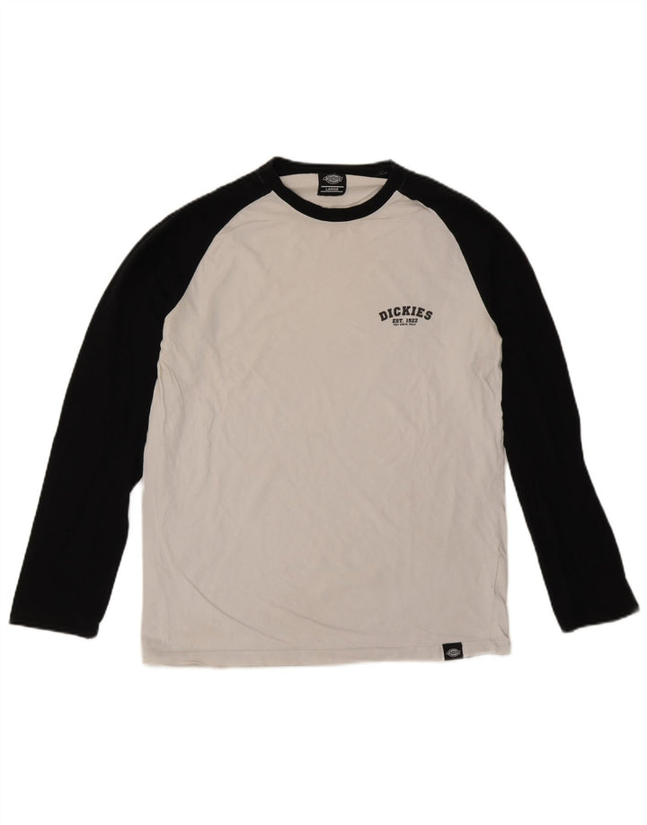 Dickies Herren-Oberteil, langärmelig, groß, weiße Farbblock-Baumwolle