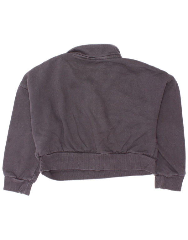 Adidas Mädchen Crop Zip Neck Sweatshirt Pullover 5–6 Jahre schwarze Baumwolle
