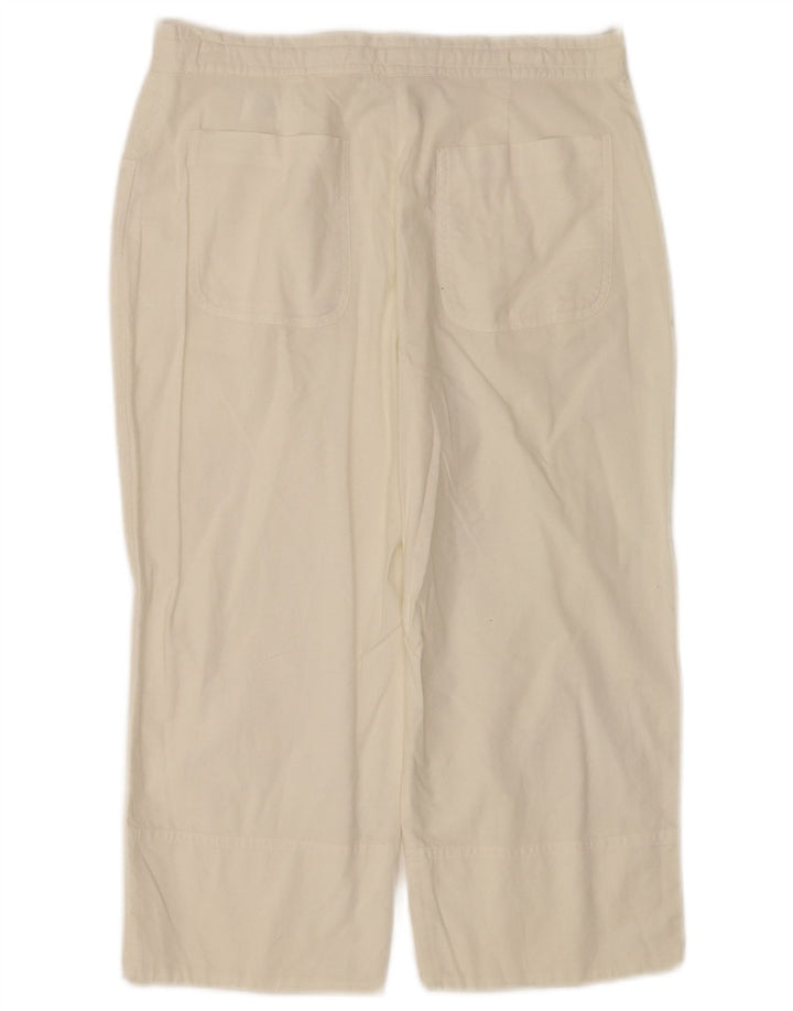 VINTAGE Gerade Capri-Hose für Damen, mittelgroß, W28, L18, weiße Baumwolle