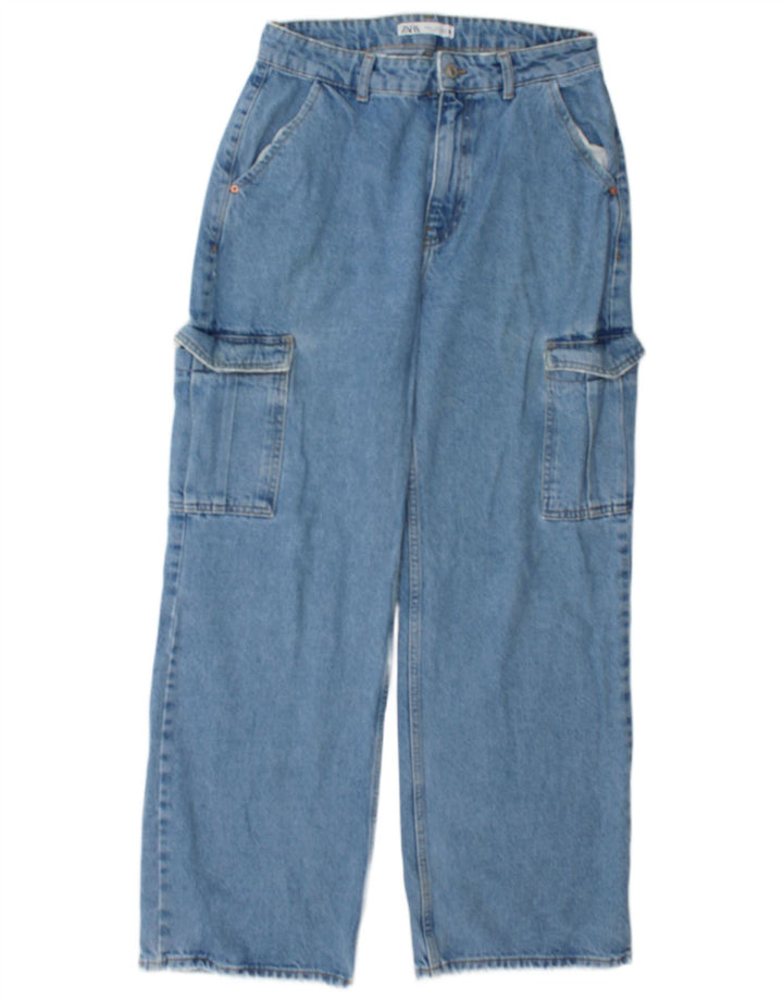 Zara Damen Cargo Loose Jeans EU 40 Medium W30 L30 Blaue Baumwolle