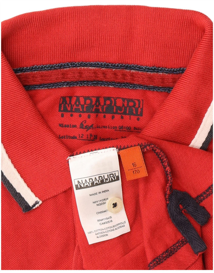 Napapijri Poloshirt für Jungen, 15–16 Jahre, rote Baumwolle