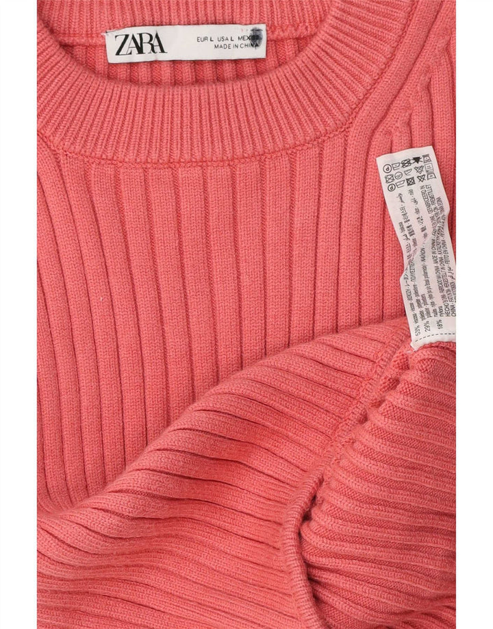 Zara Damen Top Langarm UK 14 Große rosa Viskose
