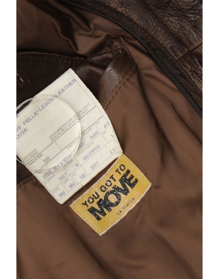 La Matta Herren-Bomber-Lederjacke IT 50, großes braunes Leder