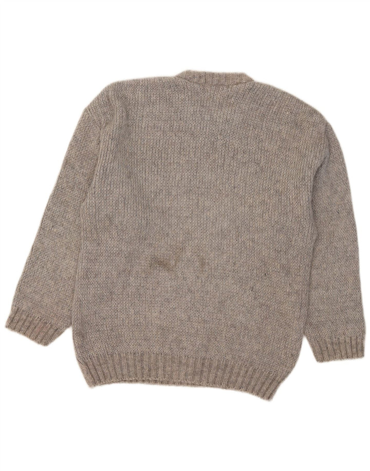 Vintage Herren Rundhalspullover Pullover XL Grau Geometrisch