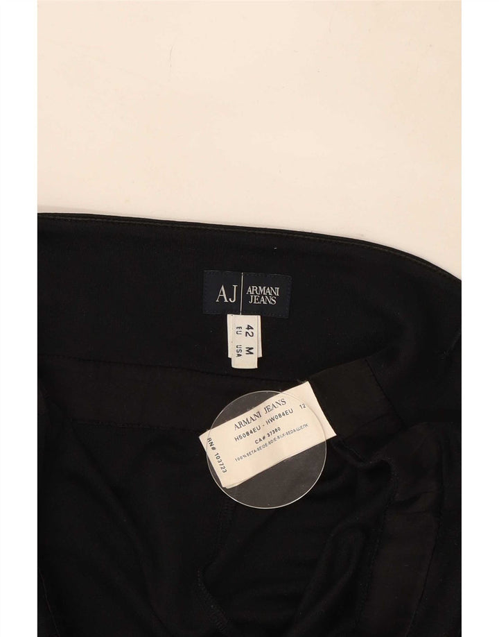 Armani Jeans Damen Ärmelloses asymmetrisches Tunika-Oberteil UK 12 Mittelschwarze Seide