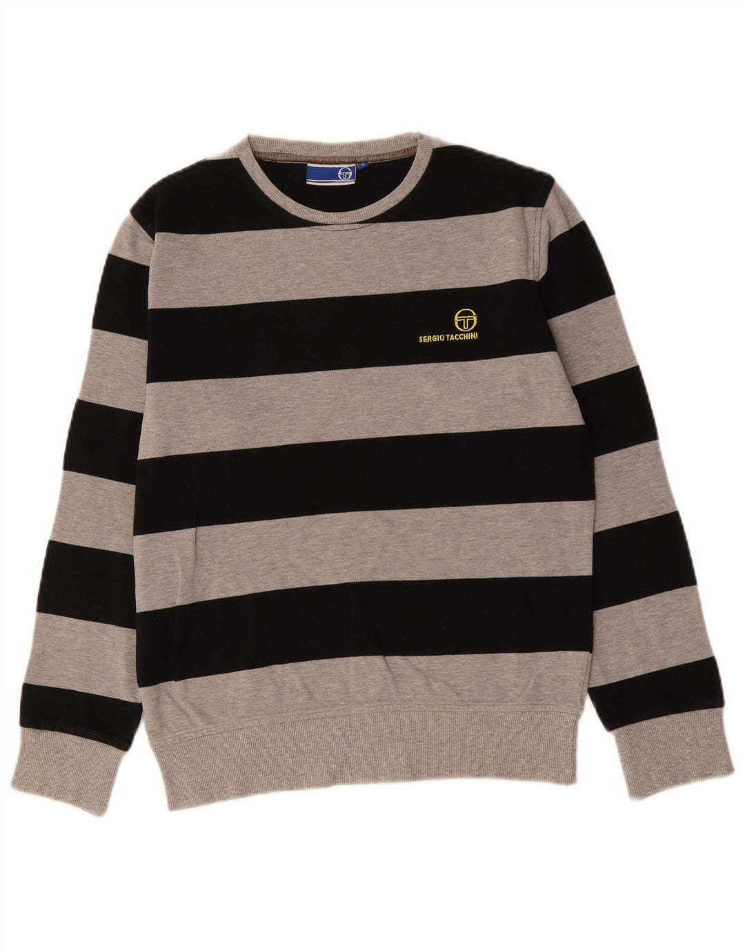 SERGIO TACCHINI Herren-Sweatshirt, Pullover, klein, grau gestreift, Baumwolle