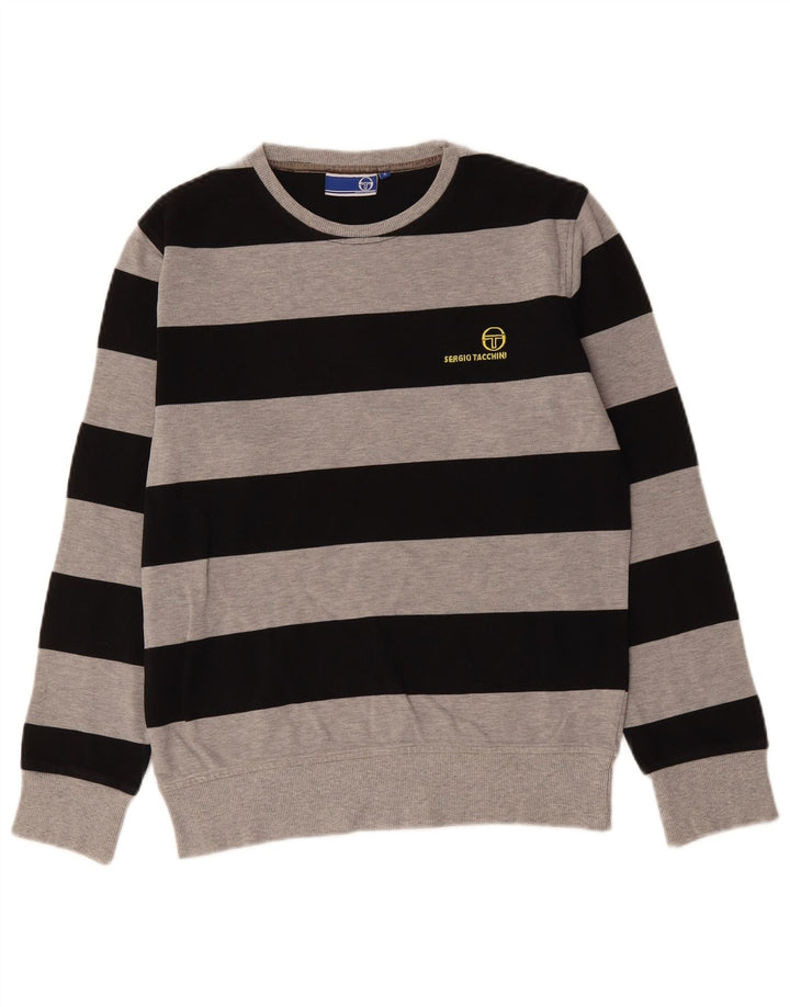 SERGIO TACCHINI Herren-Sweatshirt, Pullover, klein, grau gestreift, Baumwolle
