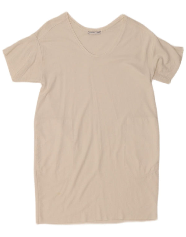 Zara Damen Übergroßes T-Shirt-Kleid UK 10 Small Weiß