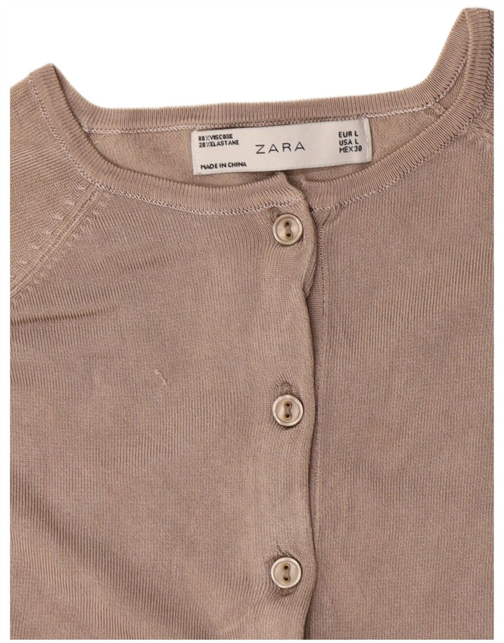 Zara Damen-Cardigan-Pullover UK 14 Große graue Viskose