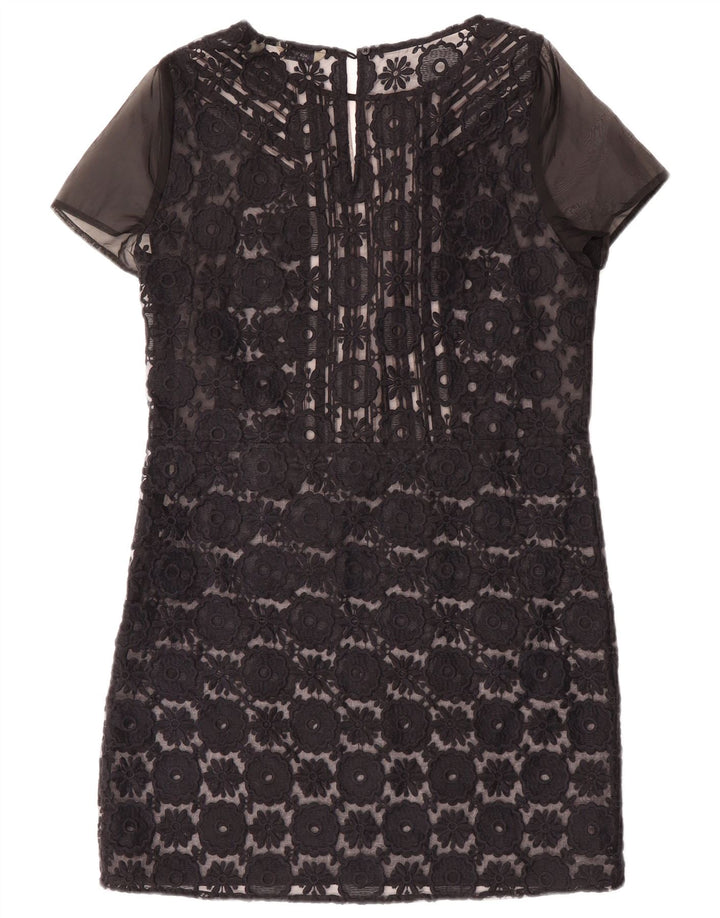 JACK WILLS Womens Lace Shift Dress UK 12 Medium  Black Floral