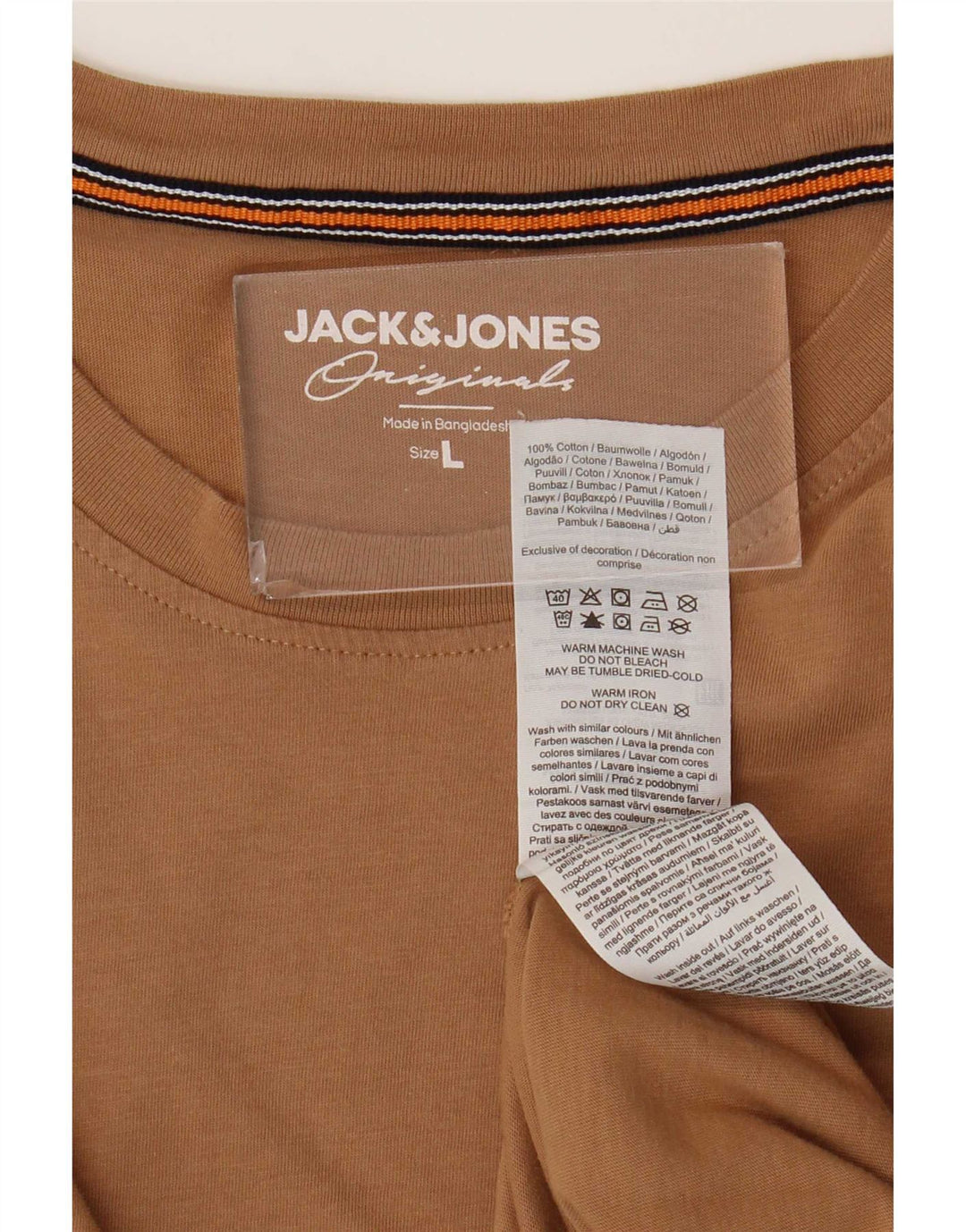 Jack & Jones Herren T-Shirt Top Large Braun Baumwolle