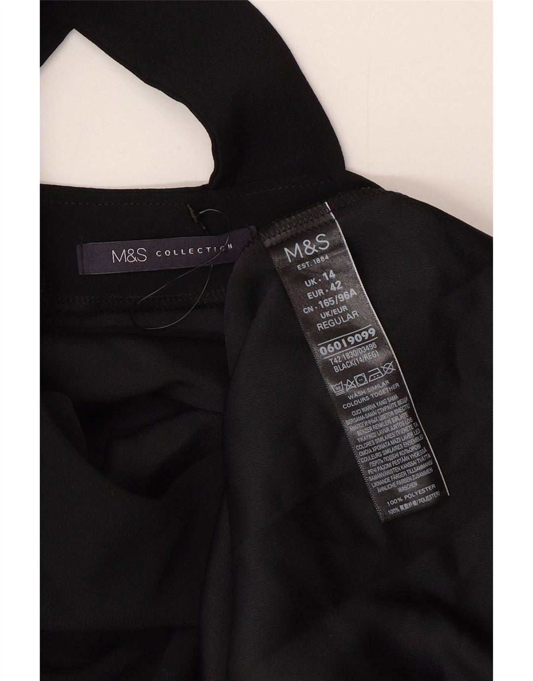 Marks & Spencer Damen-Zeltkleid mit 3/4-Ärmeln, UK-Größe 44, Größe L, Schwarz, Polyester