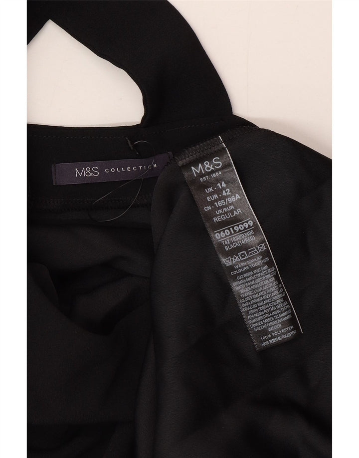 Marks & Spencer Damen-Zeltkleid mit 3/4-Ärmeln, UK-Größe 44, Größe L, Schwarz, Polyester