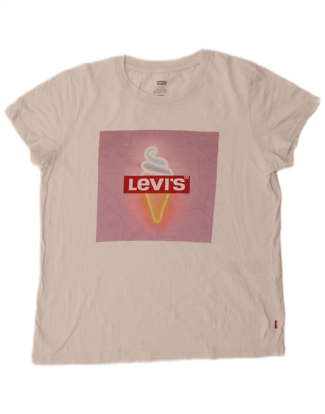 LEVI'S Damen-T-Shirt mit Grafik, UK 12, mittelweiße Baumwolle