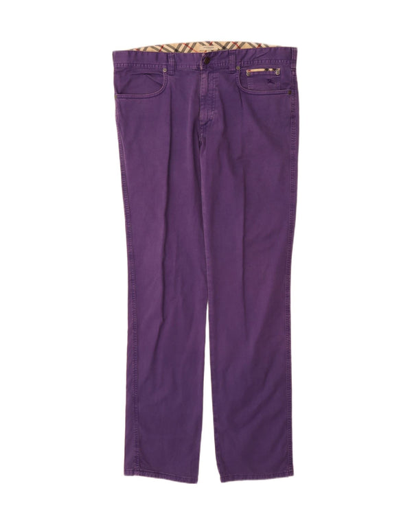 Burberry Damen Tapered Freizeithose W35 L36 Lila Baumwolle Klassisch