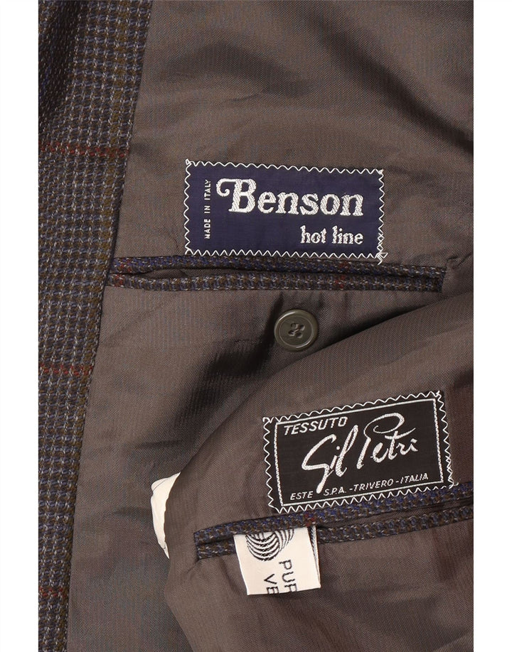 Vintage Herren 2-Knopf-Blazerjacke UK 38 Mittelblau karierte Schurwolle