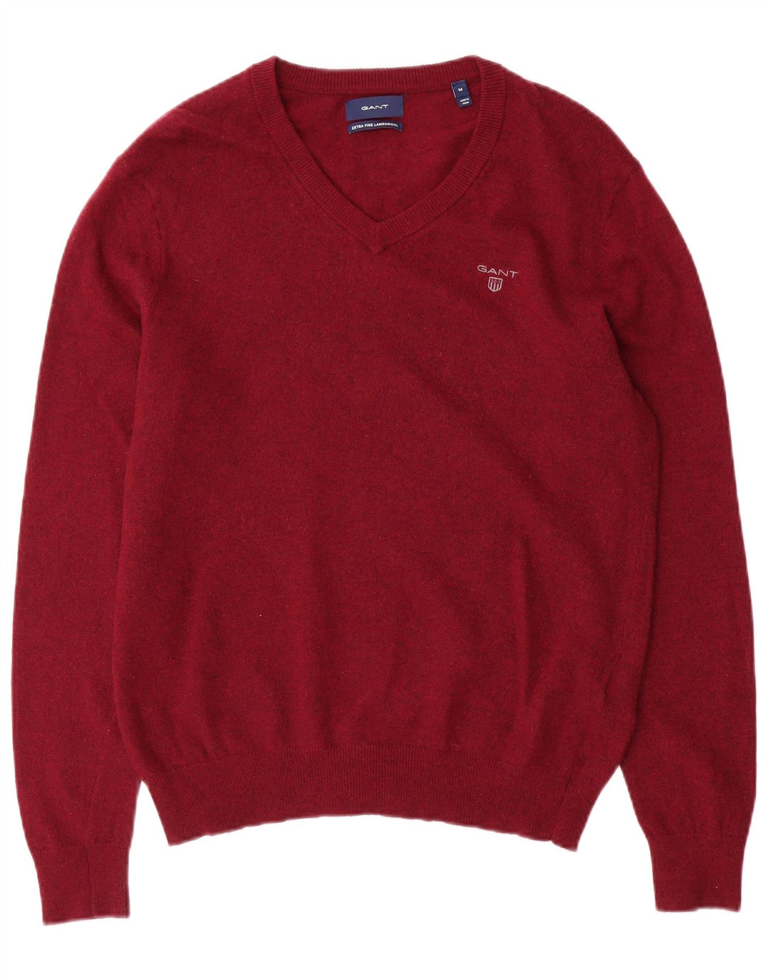 Gant Herren-Pullover mit V-Ausschnitt, mittelgroße burgunderrote Lammwolle