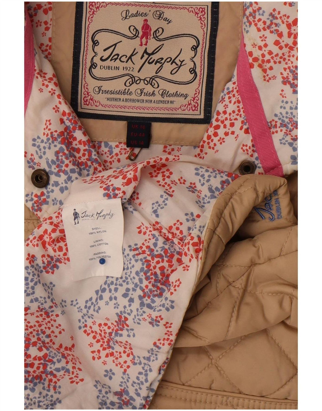Jack Murphy Damen Steppweste UK 16 Large Beige Nylon