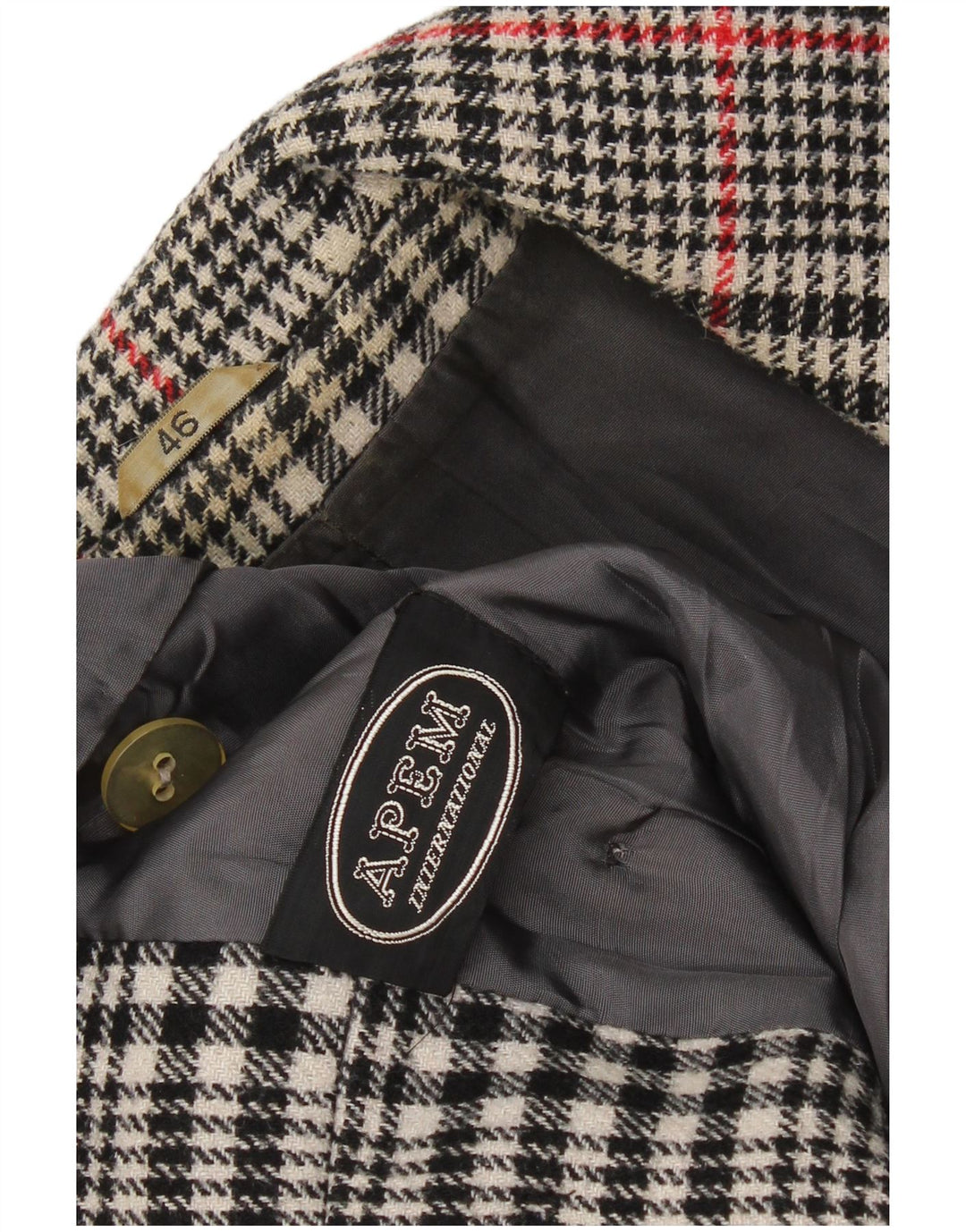 Vintage Damen Zweireihiger Trenchcoat IT 46 Großer grauer Karo