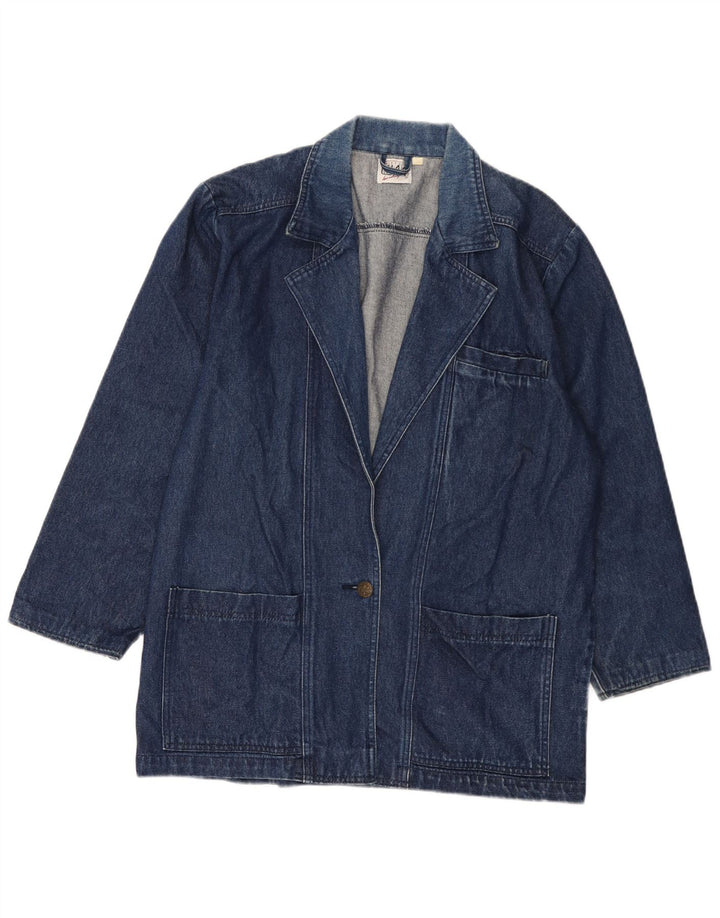 Vintage Damen 1 Knopf Jeans Blazer Jacke UK 16 Groß Blau