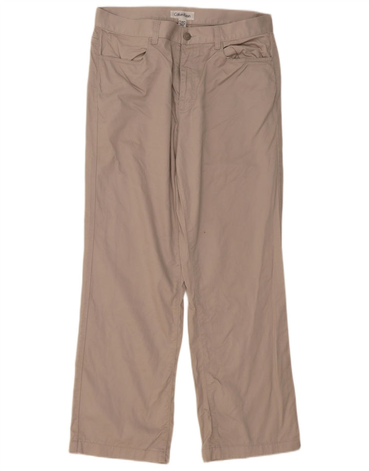 Calvin Klein Herren gerade Freizeithose W34 L29 graue Baumwolle