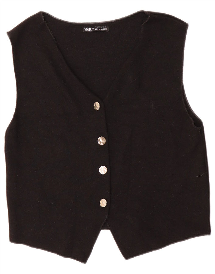 Zara Damen Weste UK 12 Medium Schwarz