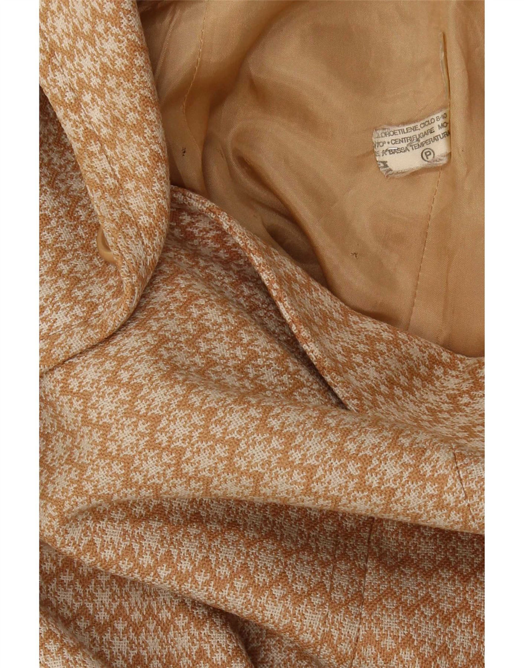 Vintage Damen Mantel UK 10 Small Beige Geometrisch