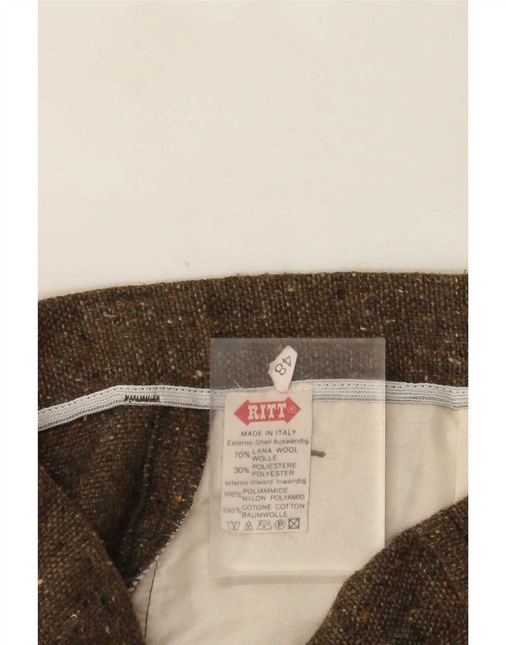 Ritt Mens Pegged Suit Hose IT 48 Medium W32 L30 Khaki meliert Wolle