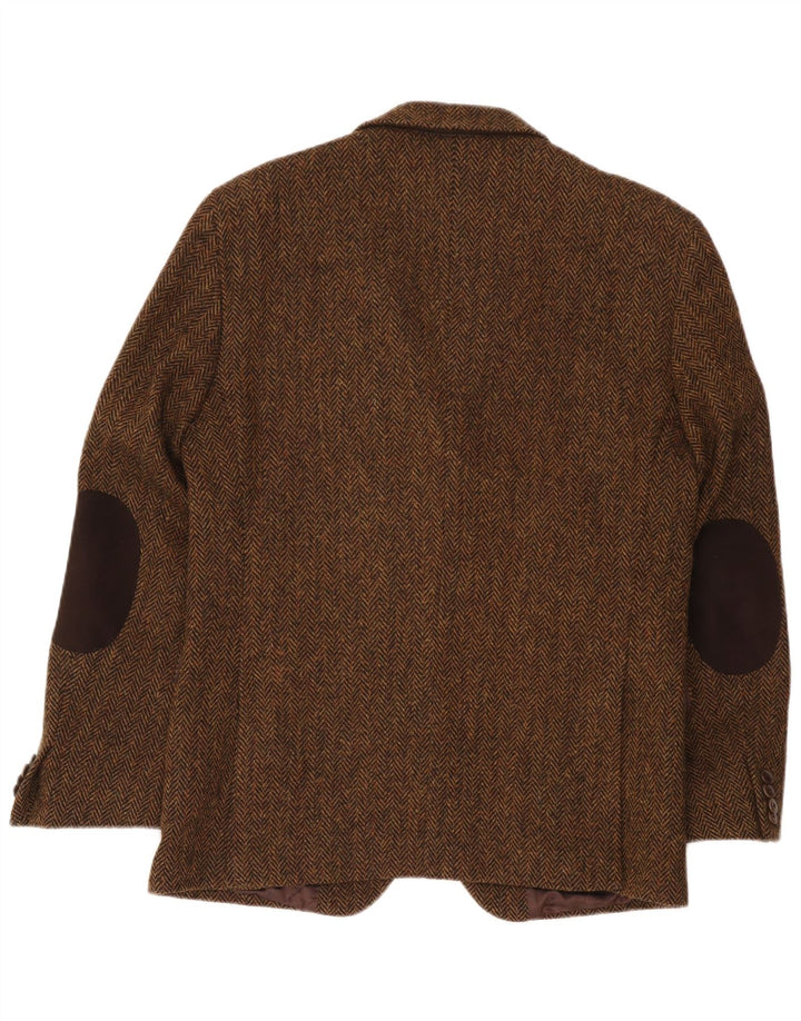 Harris Tweed Herren-Blazer mit 2 Knöpfen, IT 50, großes braunes Fischgrätenmuster