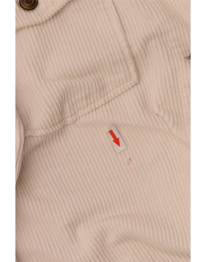 Zara Damen Übergroße Cordjacke UK 10 Small Weiße Baumwolle