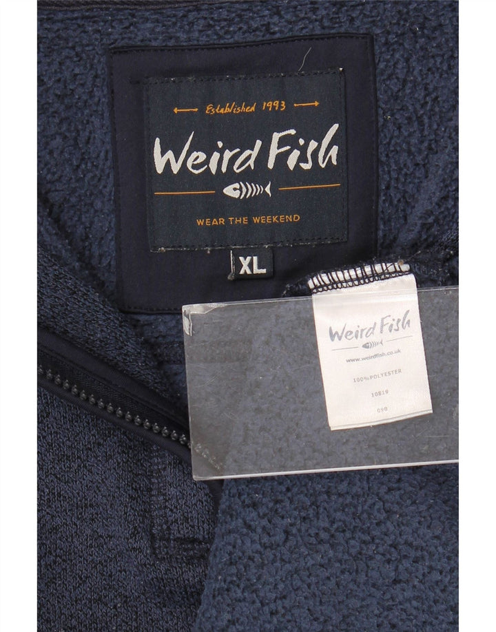 Weird Fish Herren-Sweatshirt mit Reißverschluss am Hals, XL, marineblau geflecktes Polyester