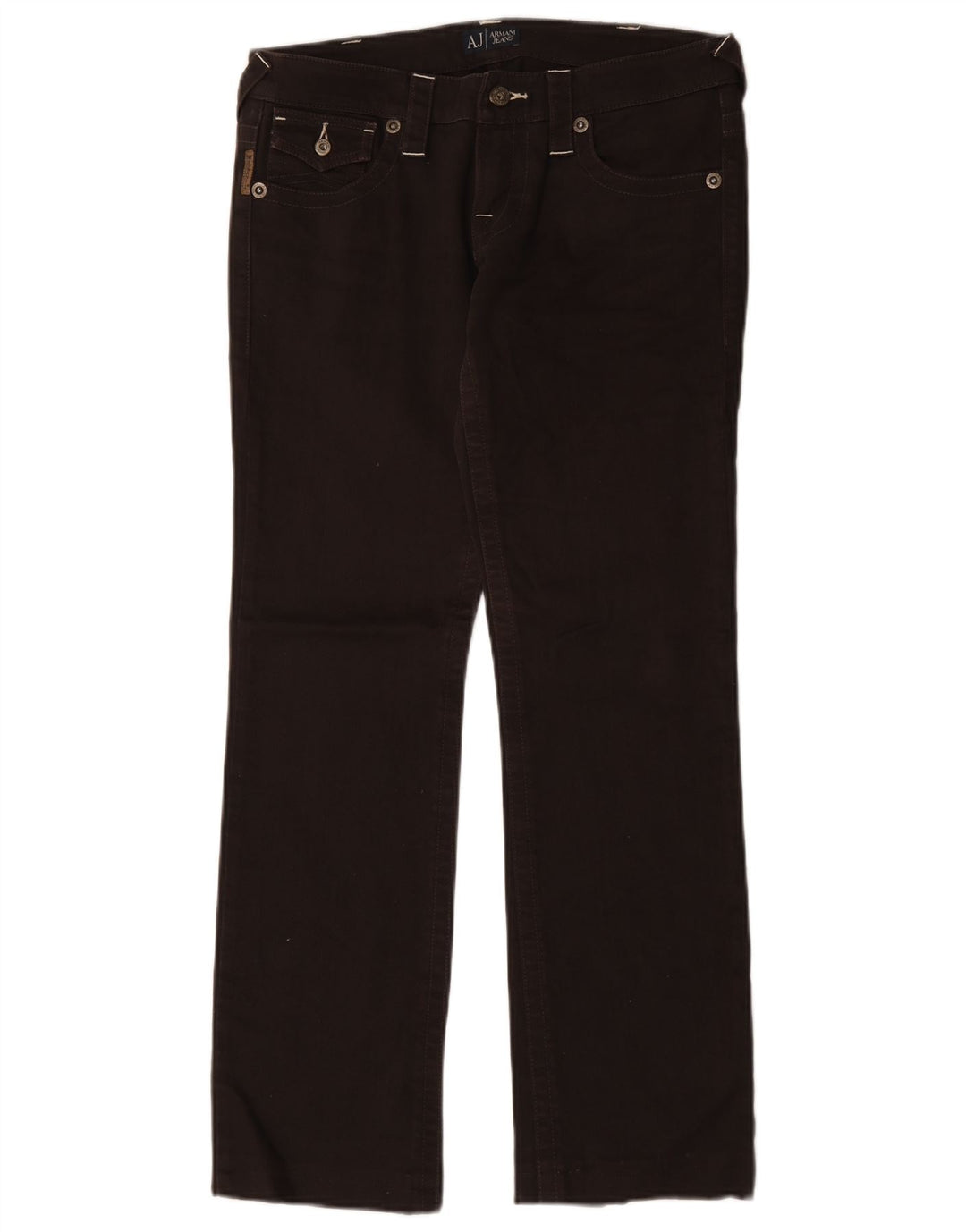Armani Damen Straight Jeans W28 L30 Braune Baumwolle