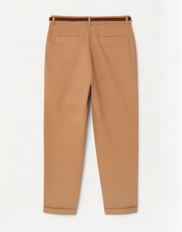 Zara Damen Tapered Cropped-Hose EU 42 Large W32 L26 Beige Baumwolle