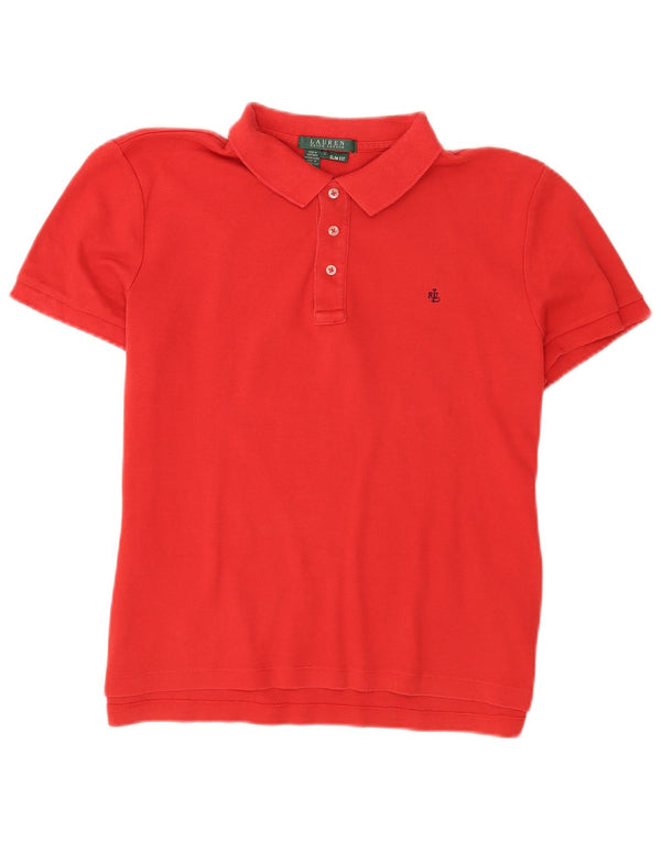 Ralph Lauren Damen Slim Fit Poloshirt UK 14 Große rote Baumwolle