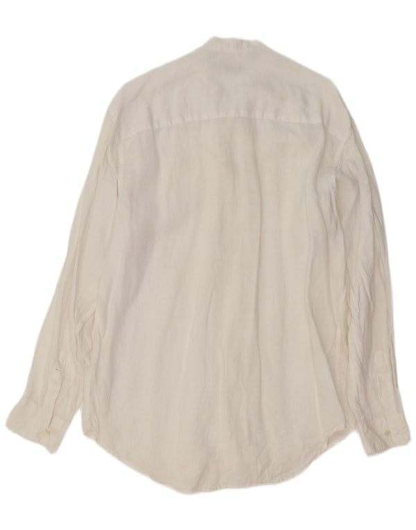 ERMENEGILDO ZEGNA Mens Shirt Medium White Linen